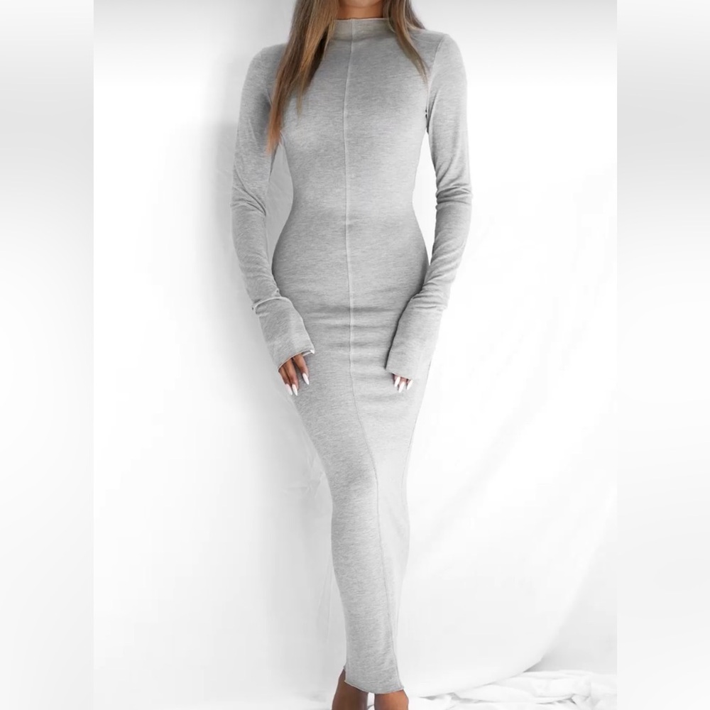 All Things Golden The Modal L/S Midi Dress Size XS - Mid Gray- Limited Edition - Picture 3 of 12